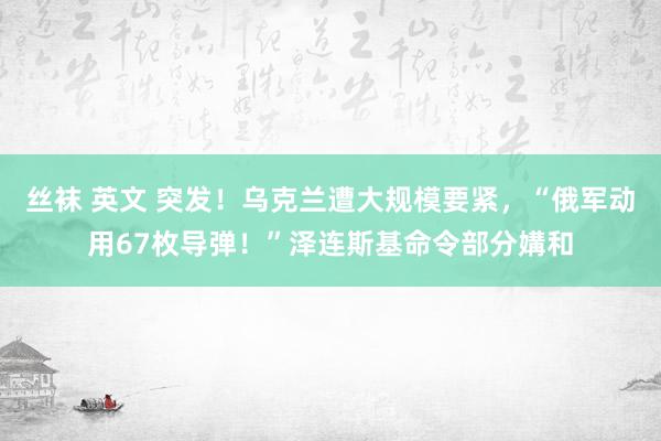 丝袜 英文 突发！乌克兰遭大规模要紧，“俄军动用67枚导弹！”泽连斯基命令部分媾和