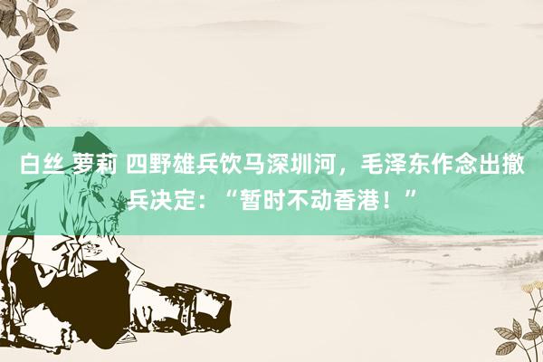 白丝 萝莉 四野雄兵饮马深圳河，毛泽东作念出撤兵决定：“暂时不动香港！”