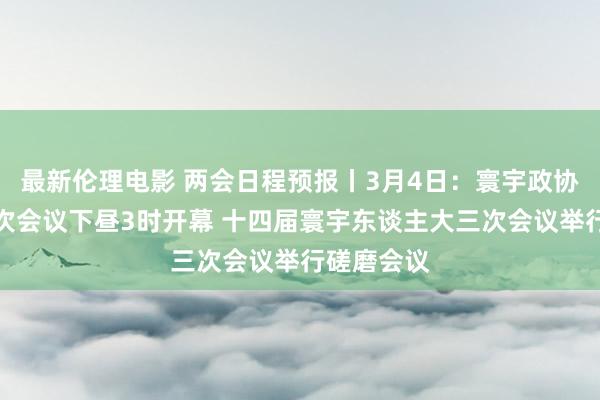 最新伦理电影 两会日程预报丨3月4日:寰宇政协十四届三次会议下昼3时开幕 十四届寰宇东谈主大三次会议举行磋磨会议